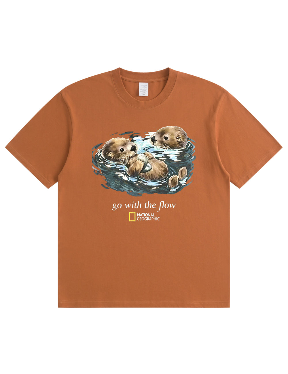 Retro Go With The Flow Sea Otter Graphic Soft Cotton T-Shirt