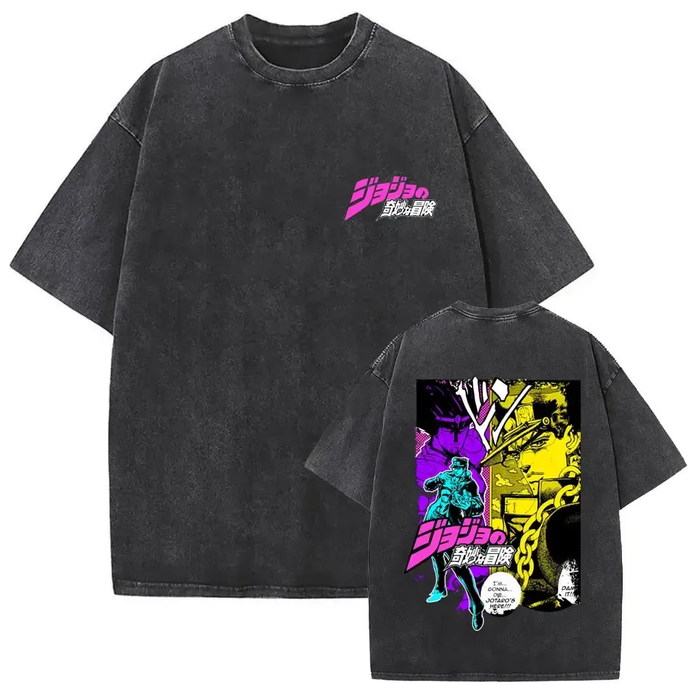 Vintage Washed Anime Graphic Double Sided Print Tee