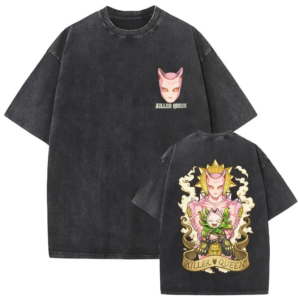 Vintage Washed Anime Graphic Double Sided Print Tee