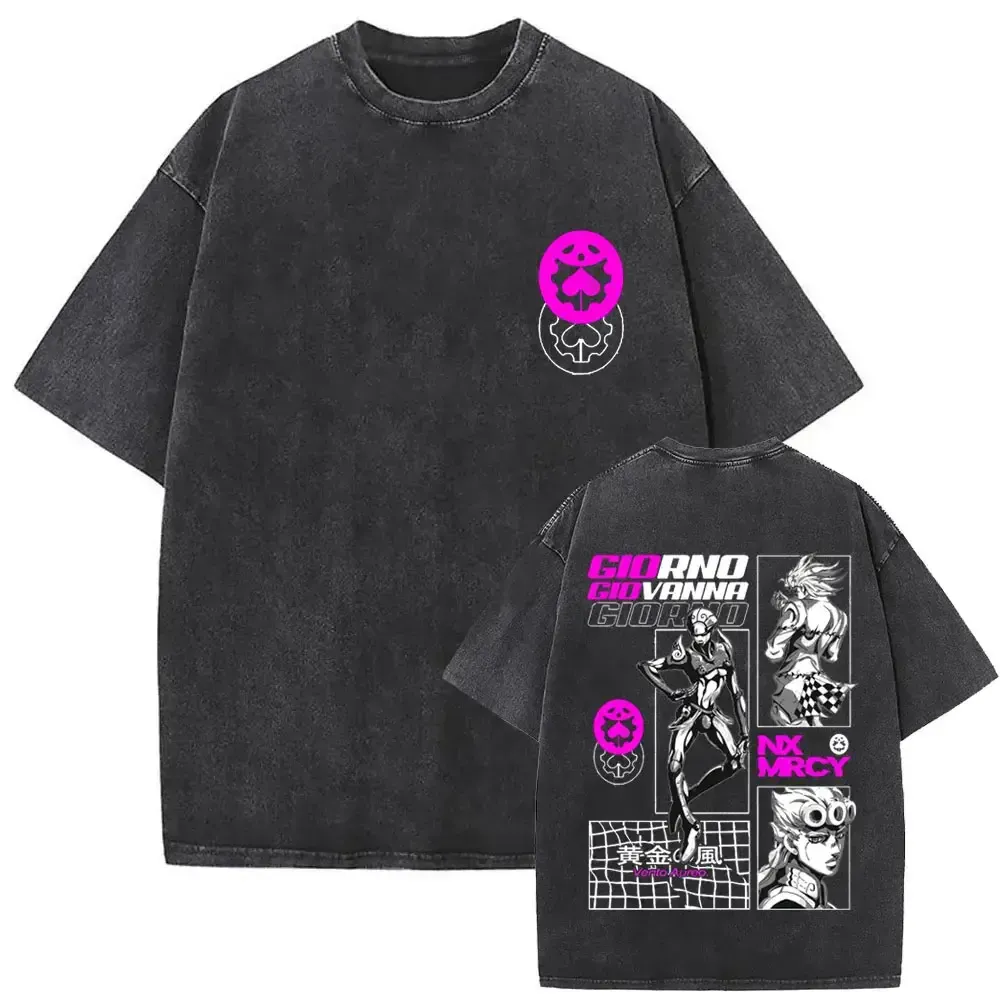 Vintage Washed Anime Graphic Double Sided Print Tee