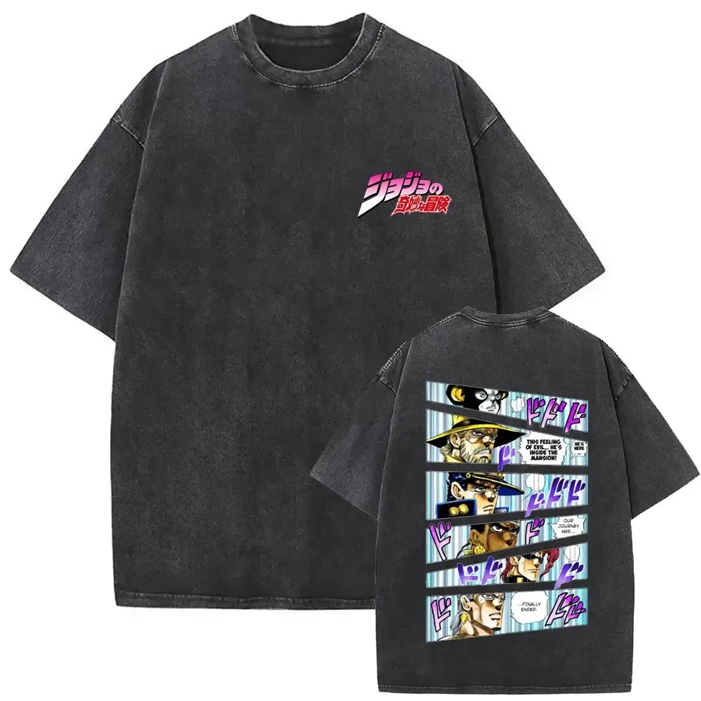 Vintage Washed Anime Graphic Double Sided Print Tee