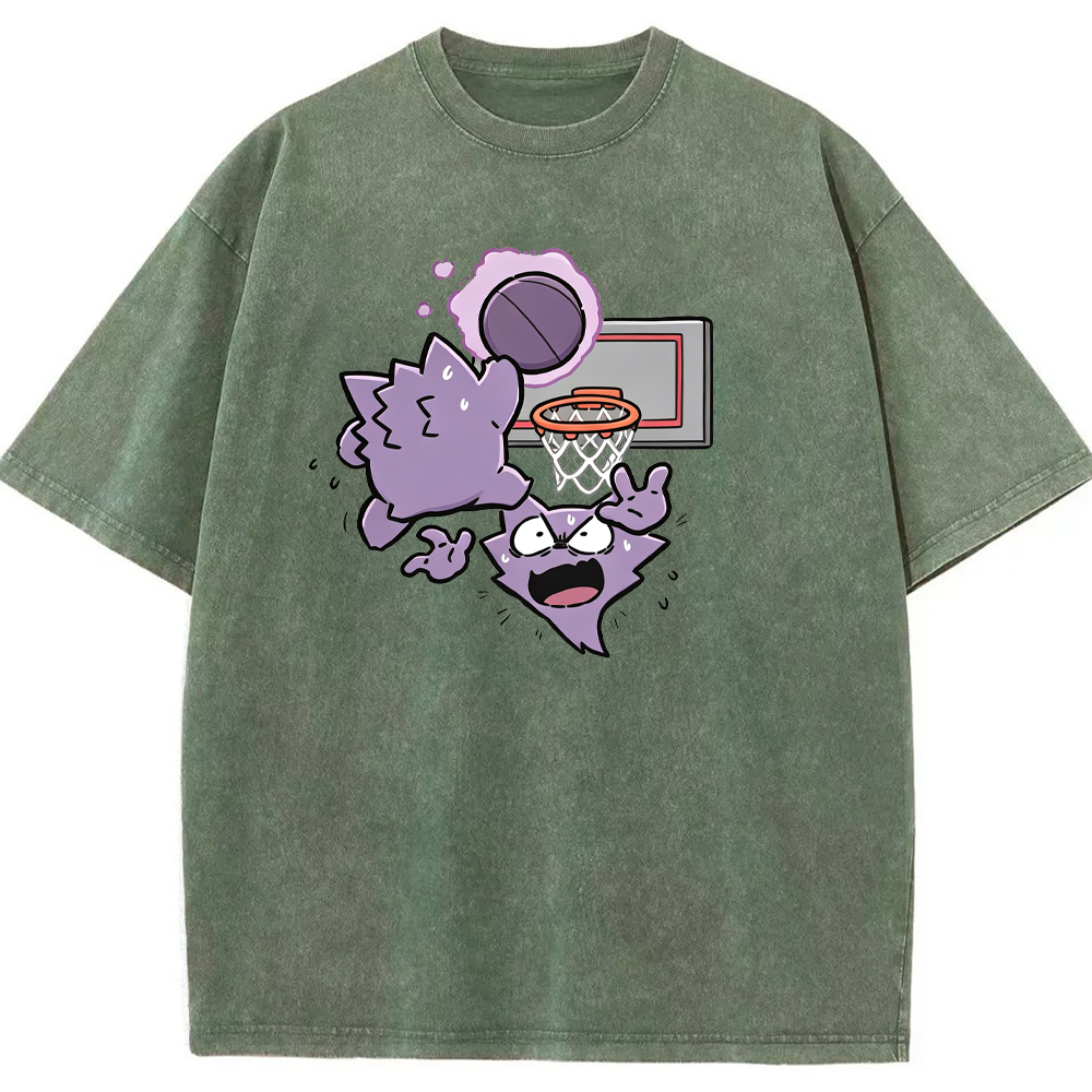 Gengar Evolution Line Playing Basketball Cartoon Tee | Pokemon Anime