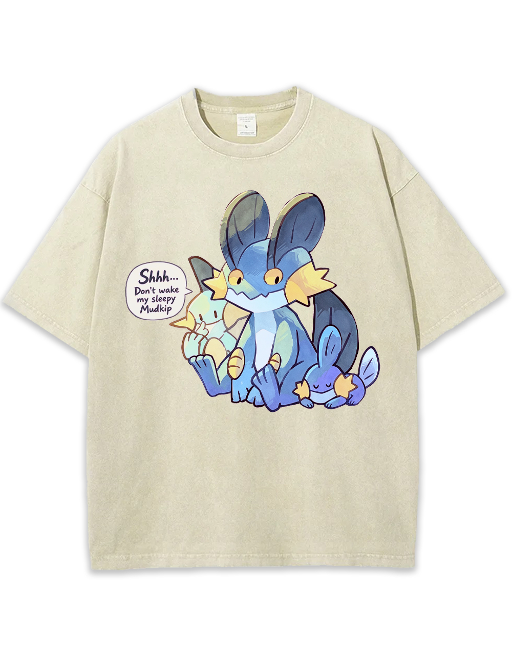 Parent & Kid Mudkip Evolution Family Sleepy Cuddle Vintage Washed T-Shirt