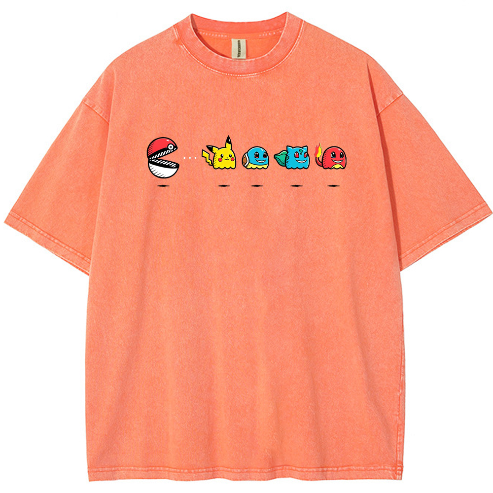 Pokeball & Starter Pokemon Marching Squad Cartoon Tee | Pokemon Anime
