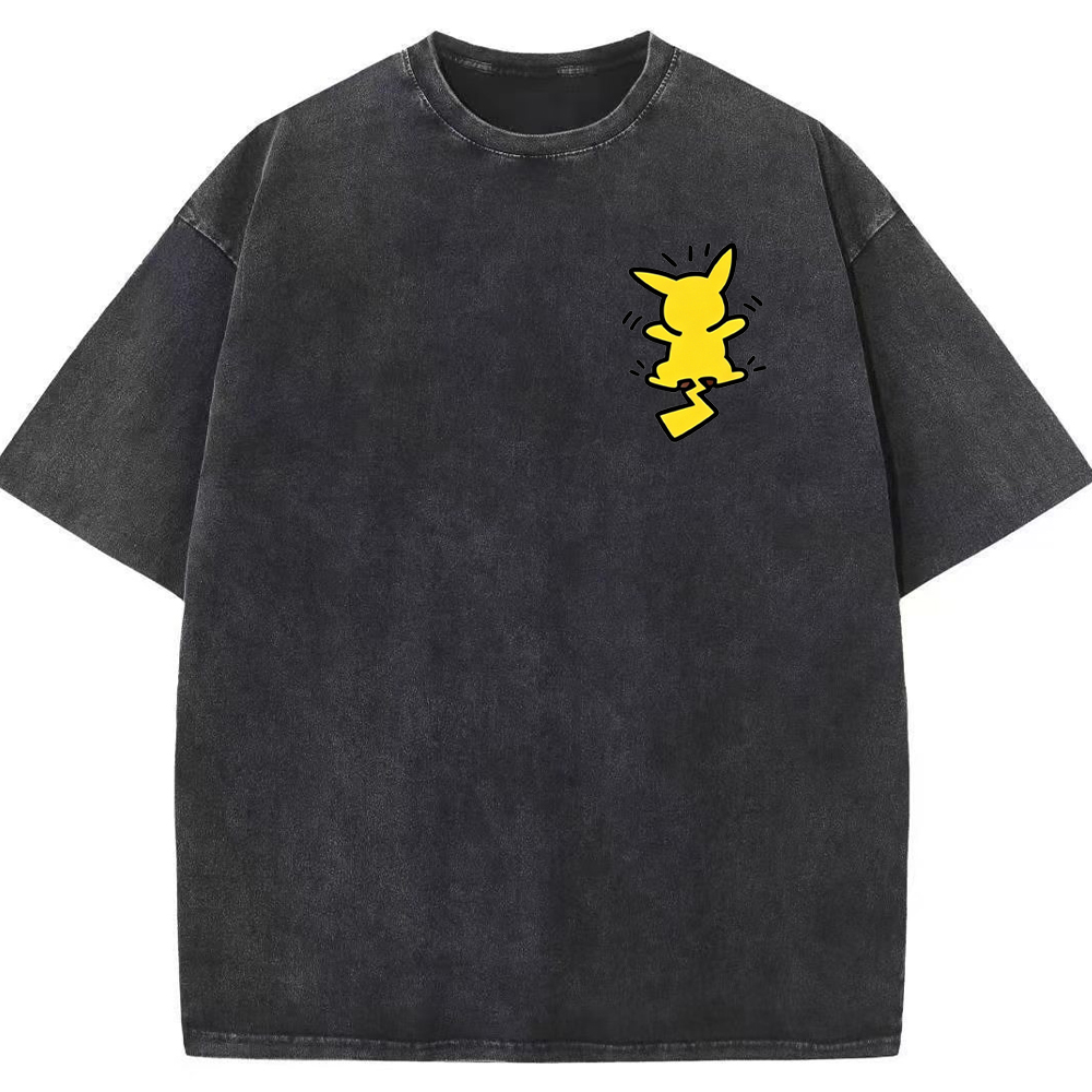 Multi Pokemon Silhouette Vintage Washed Back Print Tee | Pokemon Anime