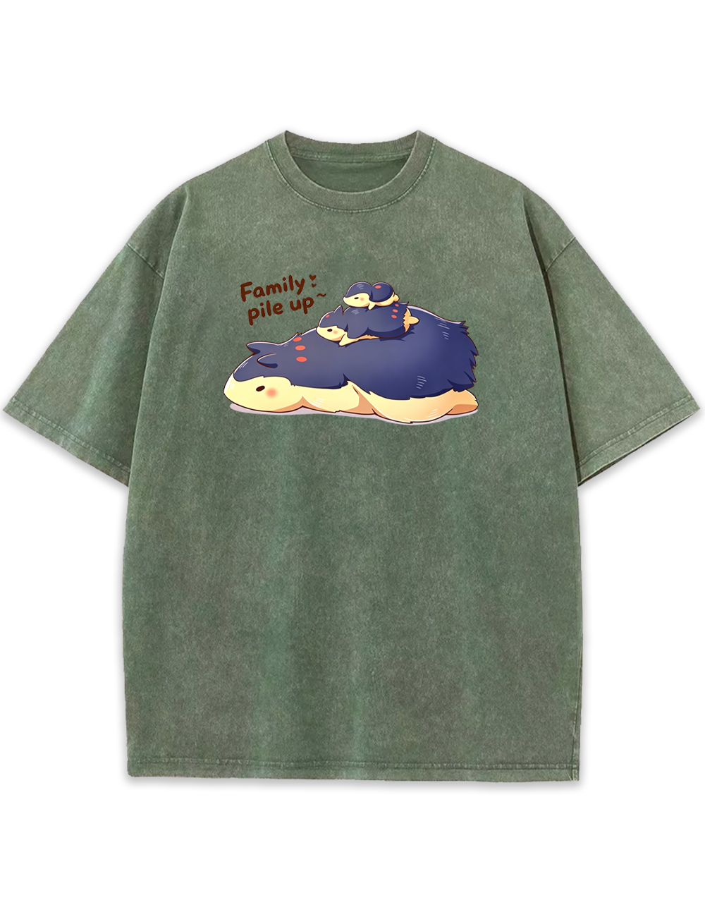 Parent & Kid Cyndaquil Evolution Family Stack Pile Vintage Washed T-Shirt