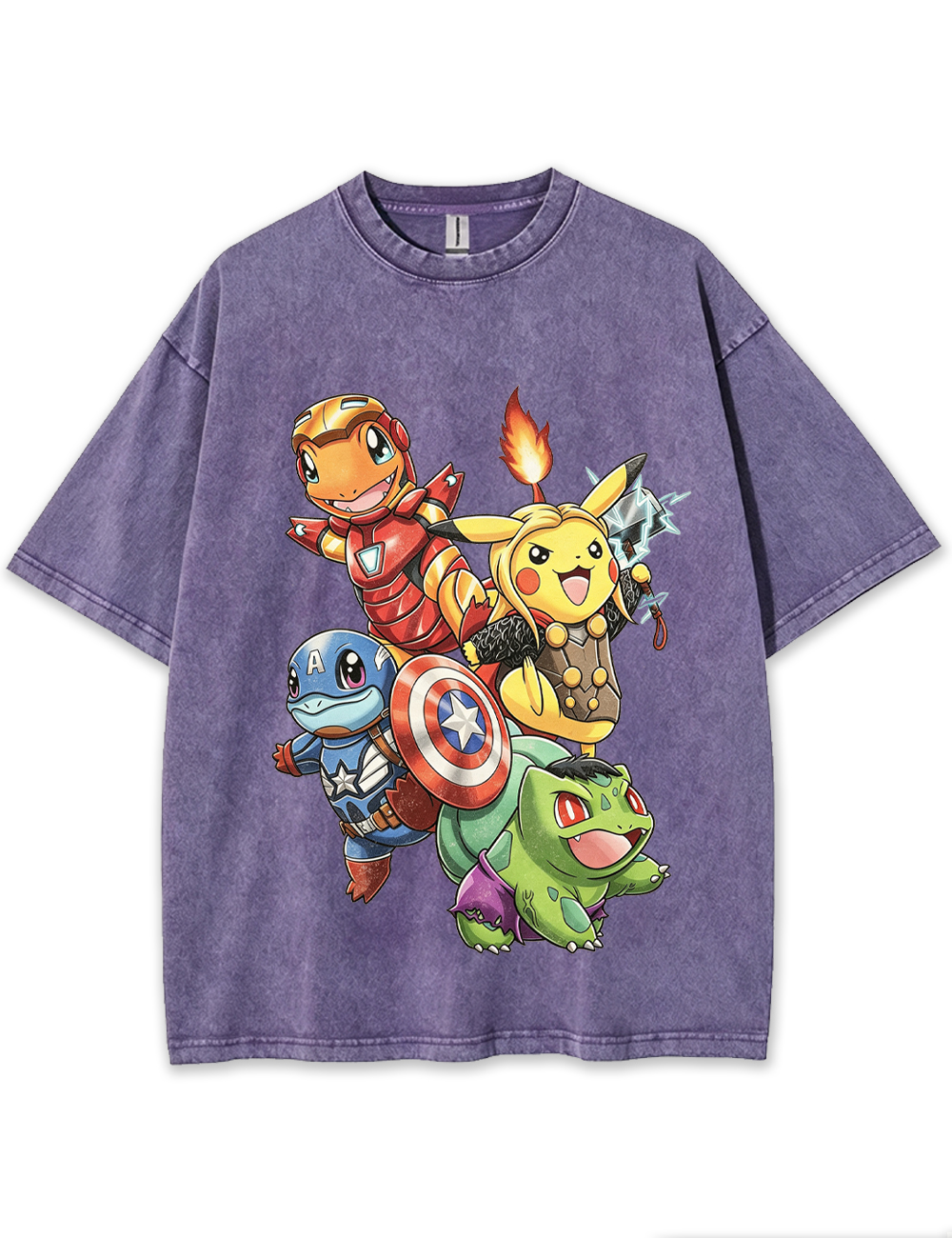 Avengers Squad Pokemon Starters Cartoon Tee | Pokemon Anime