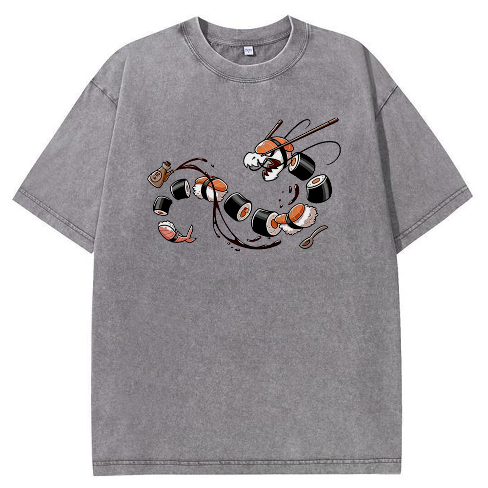 Tatsugiri Sushi Dragon Retro Cartoon Vintage Tee | Pokemon Anime