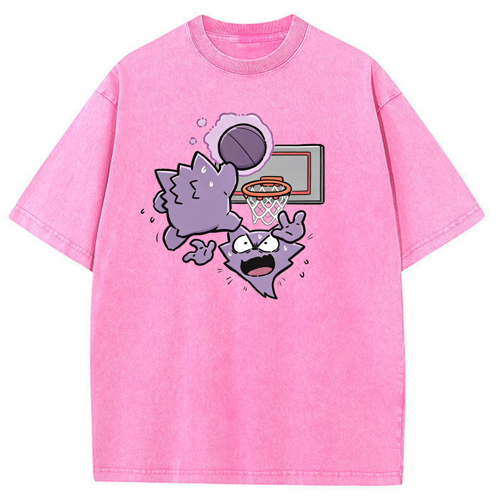 Gengar Evolution Line Playing Basketball Cartoon Tee | Pokemon Anime