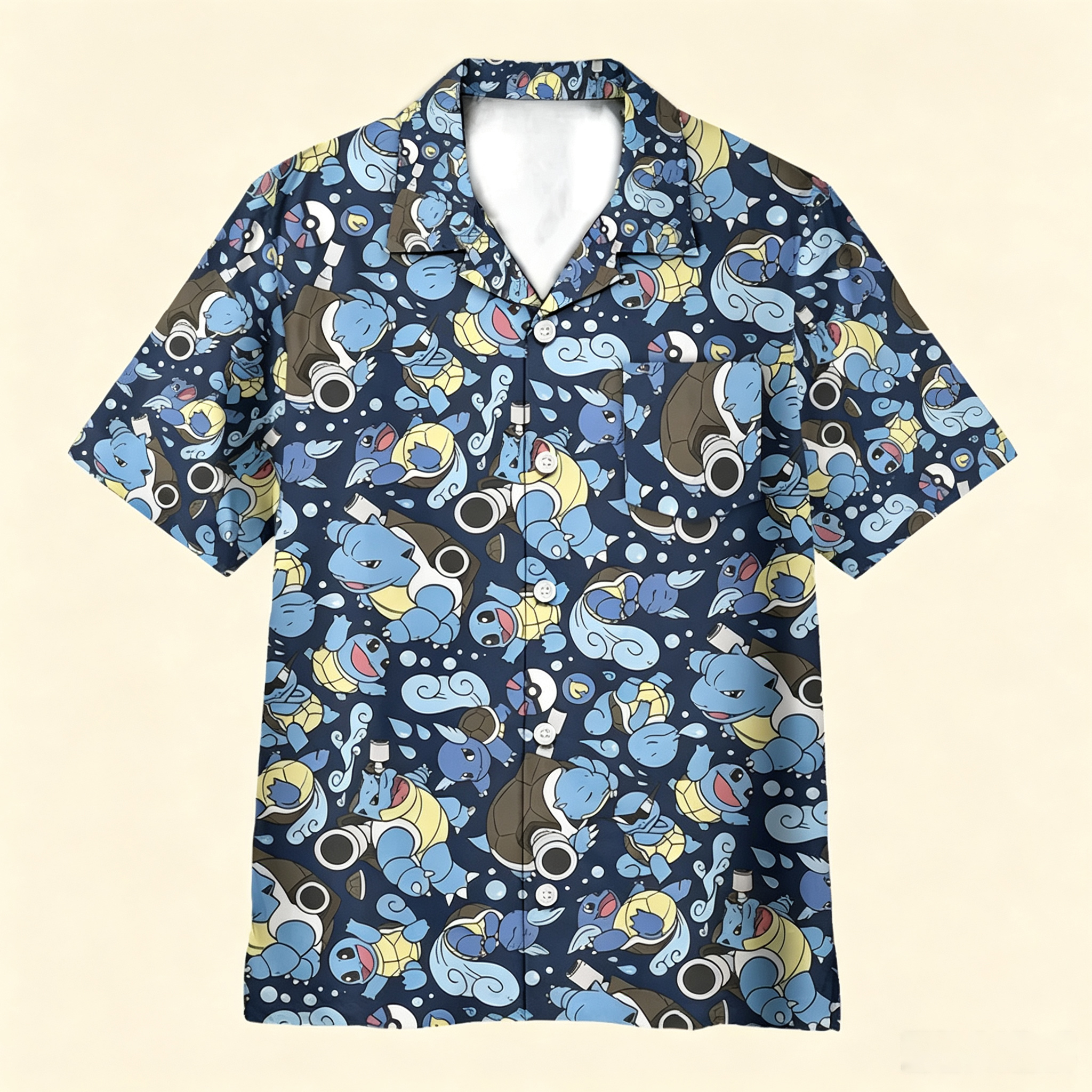 Blastoise Wartortle Squirtle Pokemon Pattern Hawaiian Shirt