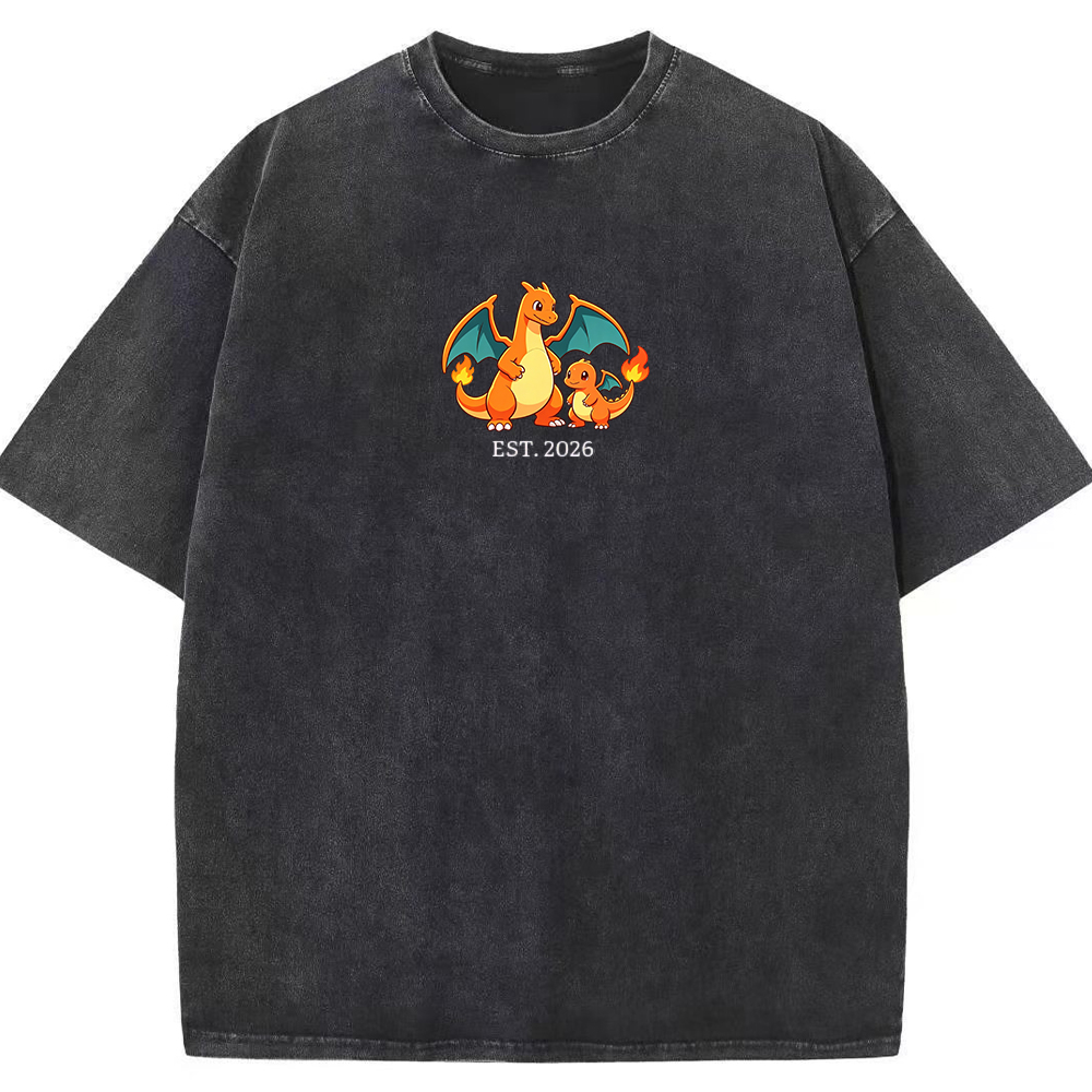 Cute Parent & Kid Charizard Vintage Washed T-Shirt
