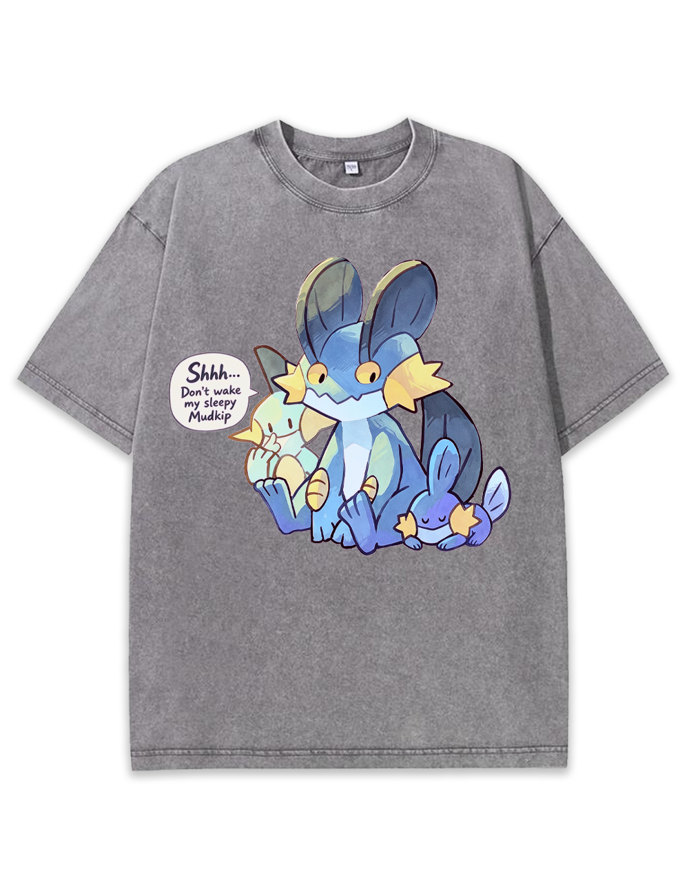 Parent & Kid Mudkip Evolution Family Sleepy Cuddle Vintage Washed T-Shirt