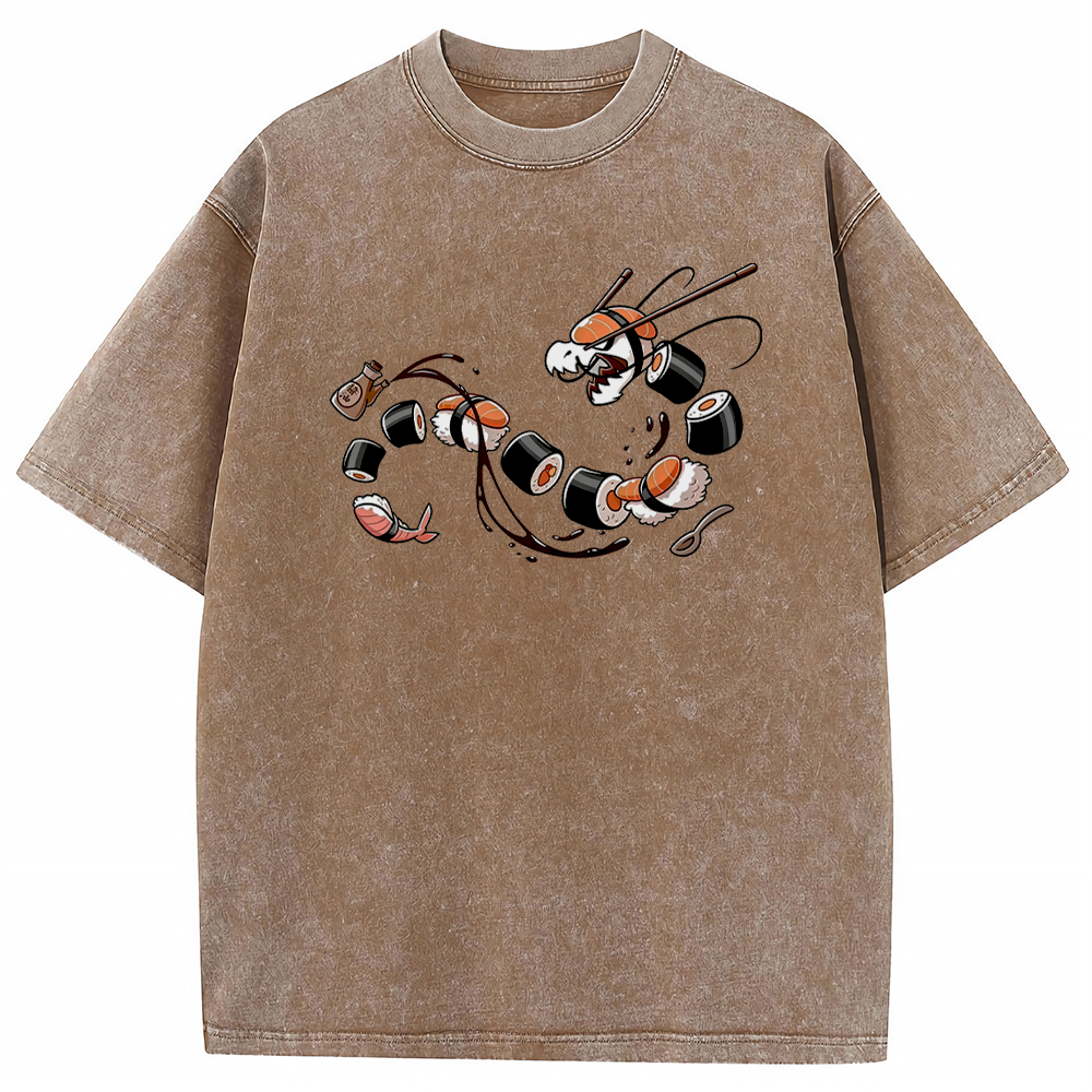 Tatsugiri Sushi Dragon Retro Cartoon Vintage Tee | Pokemon Anime