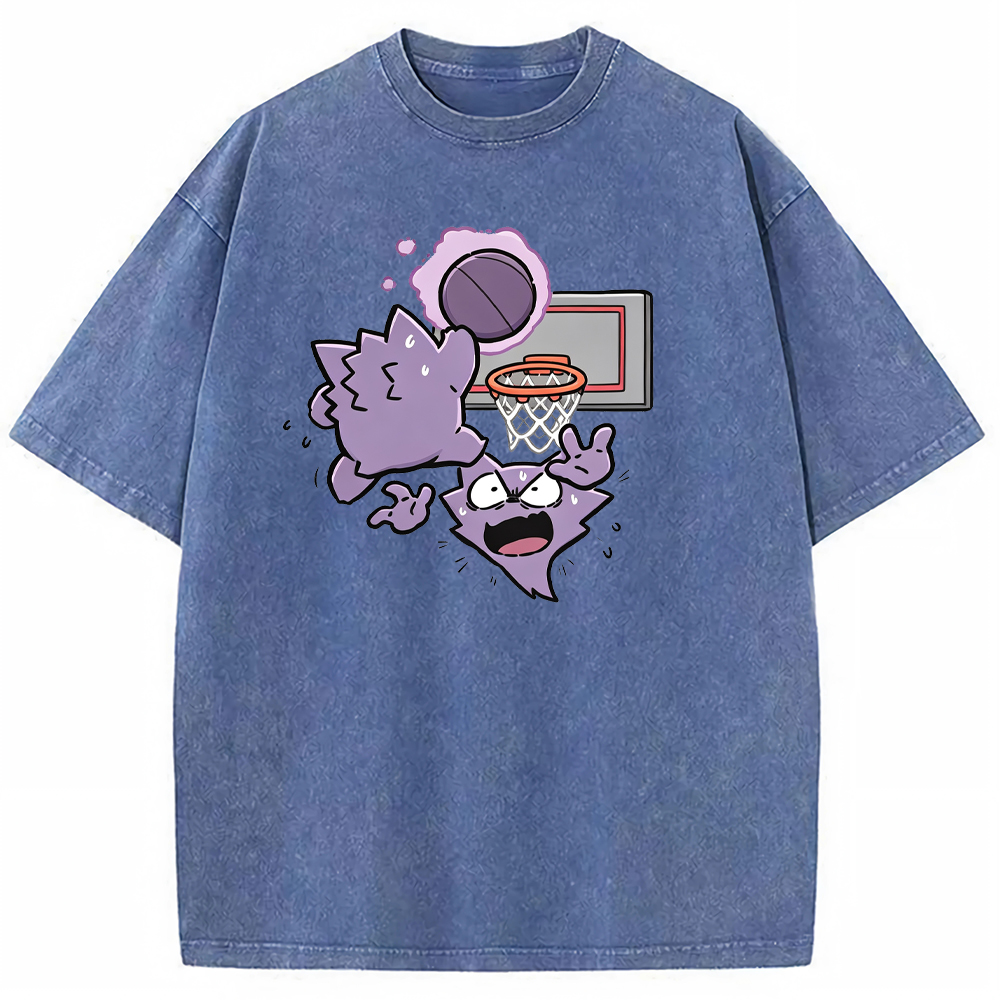 Gengar Evolution Line Playing Basketball Cartoon Tee | Pokemon Anime