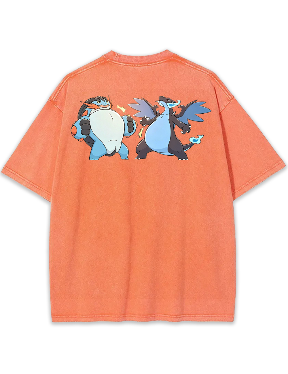 Parent & Kid Mudkip & Charmander Happy Buddy Vintage Washed T-Shirt