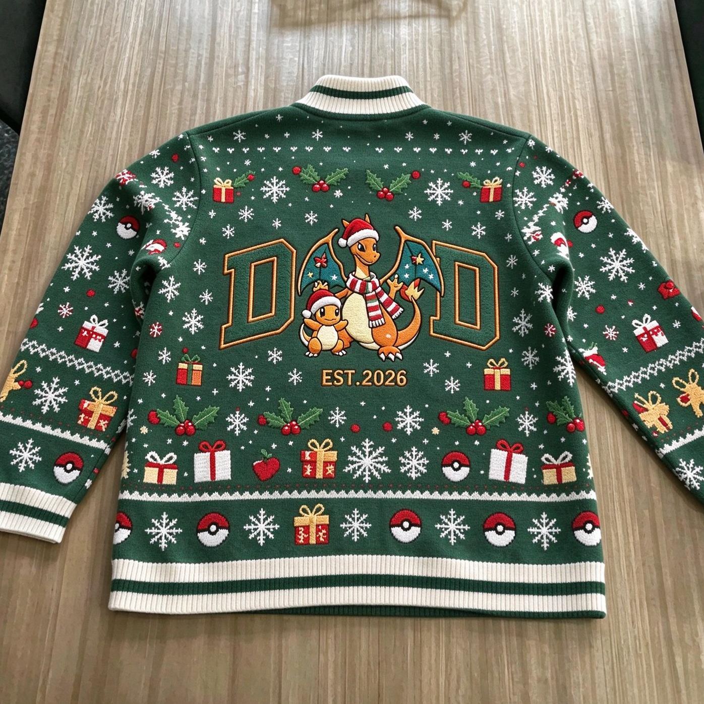 PKM Dad Christmas Full Print Zip Sweater