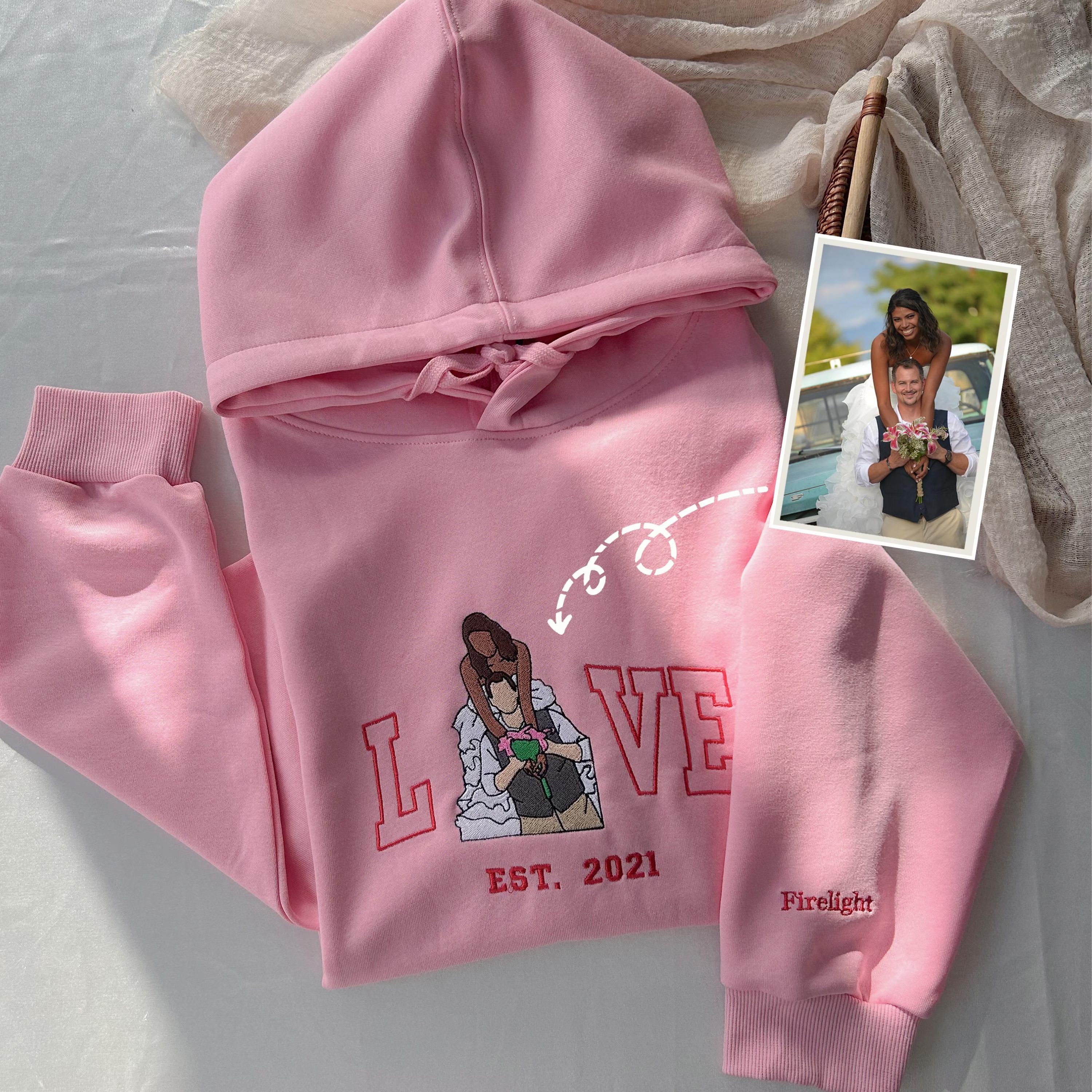 Anniversary LOVE Photo Custom Embroidered Sweatshirt-Gift For Custom