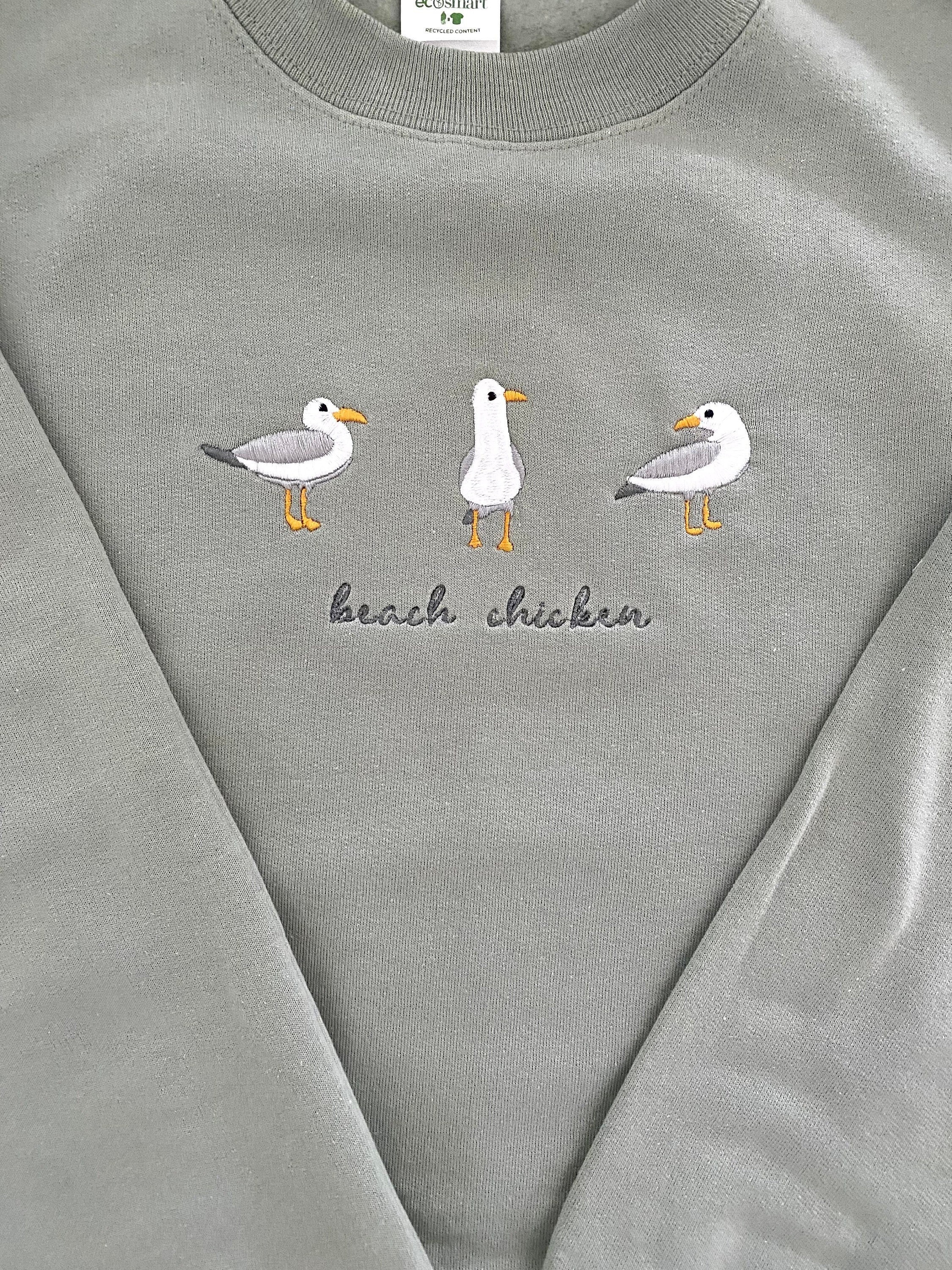 Beach Chicken (Seagull) Embroidered Sweatshirt-Gift For Custom