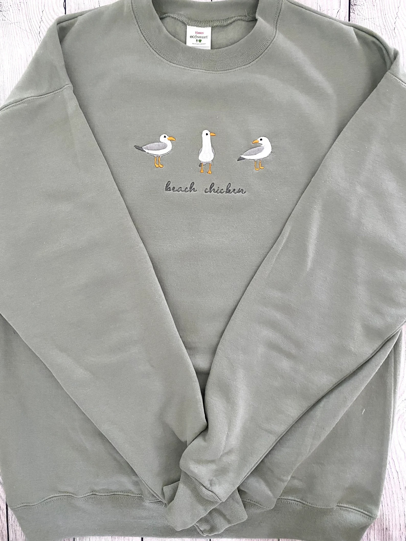 Beach Chicken (Seagull) Embroidered Sweatshirt-Gift For Custom