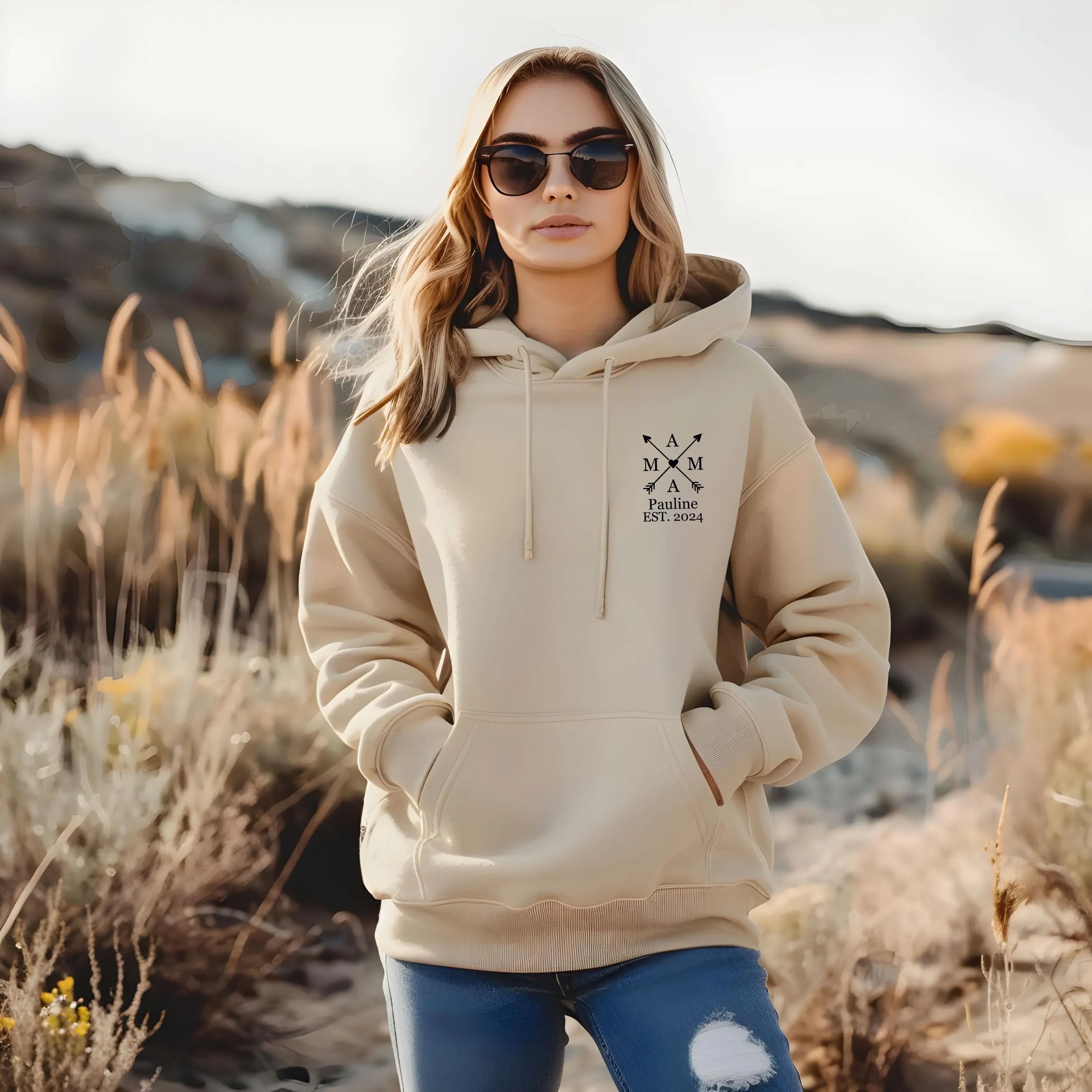 Family Forever: Custom Initial Arrow Family Hoodie, Personalized EST Year Matching Sweatshirt for the Whole Family