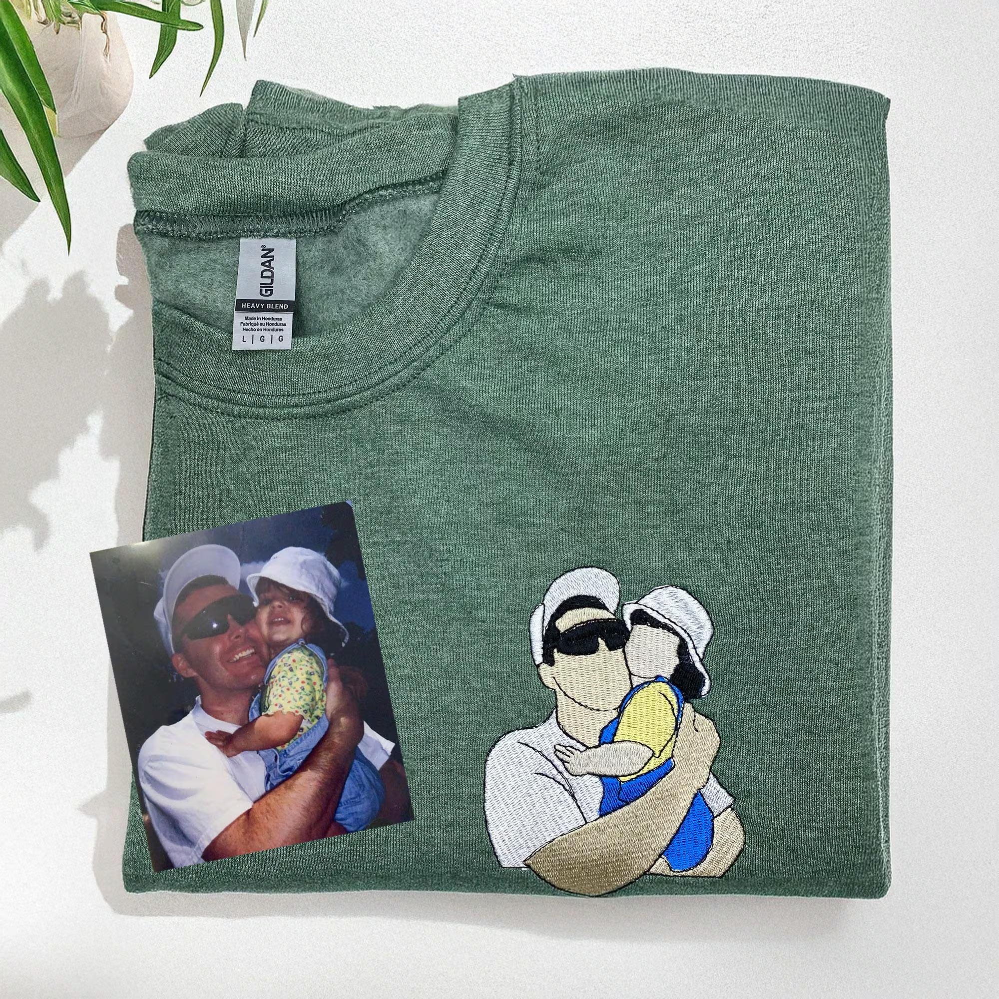 Custom Embroidered Portrait Hoodie, Personalized Family Photo Gift