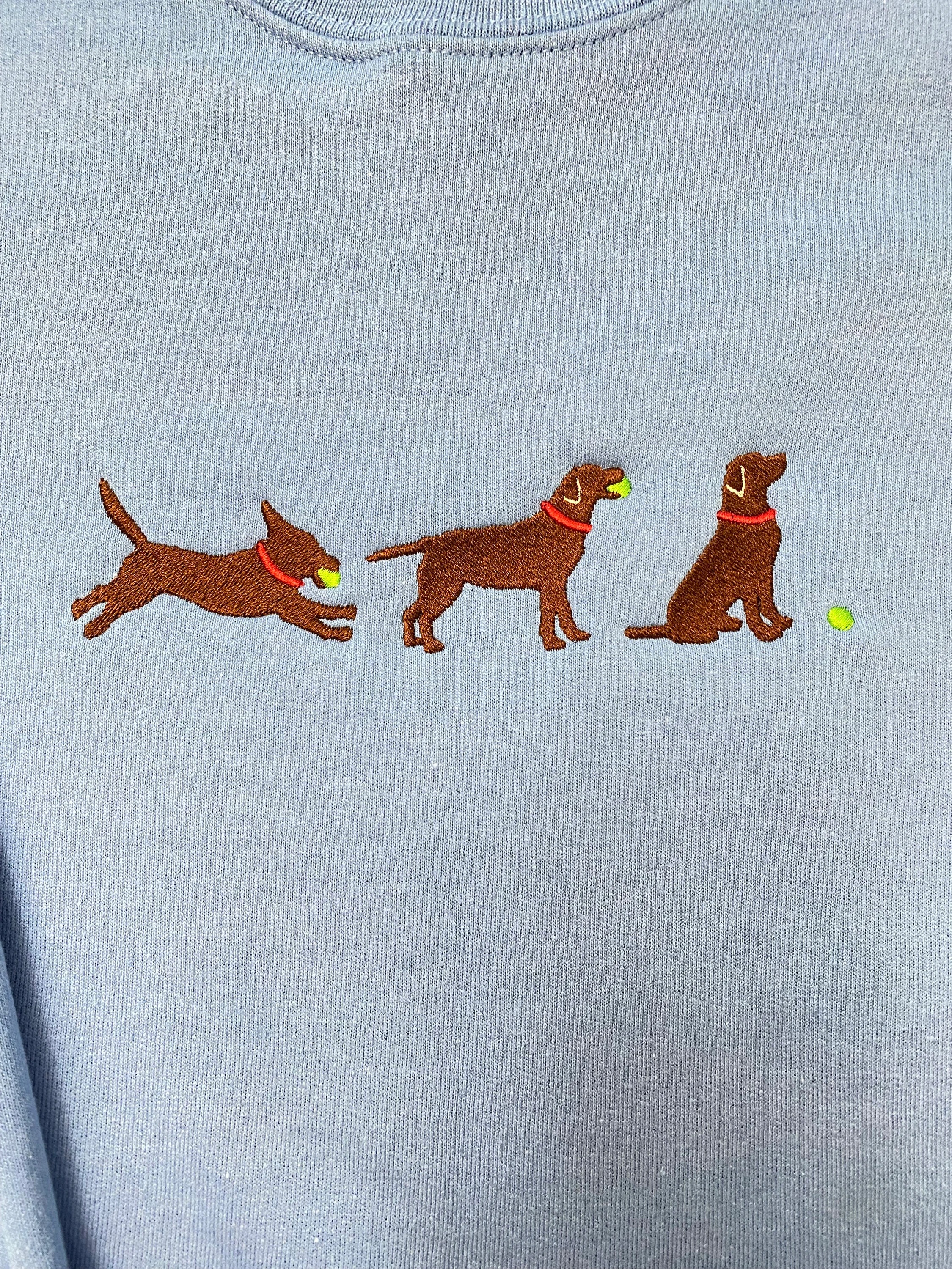 Lab with Ball Embroidered Sweatshirt-Gift For Custom
