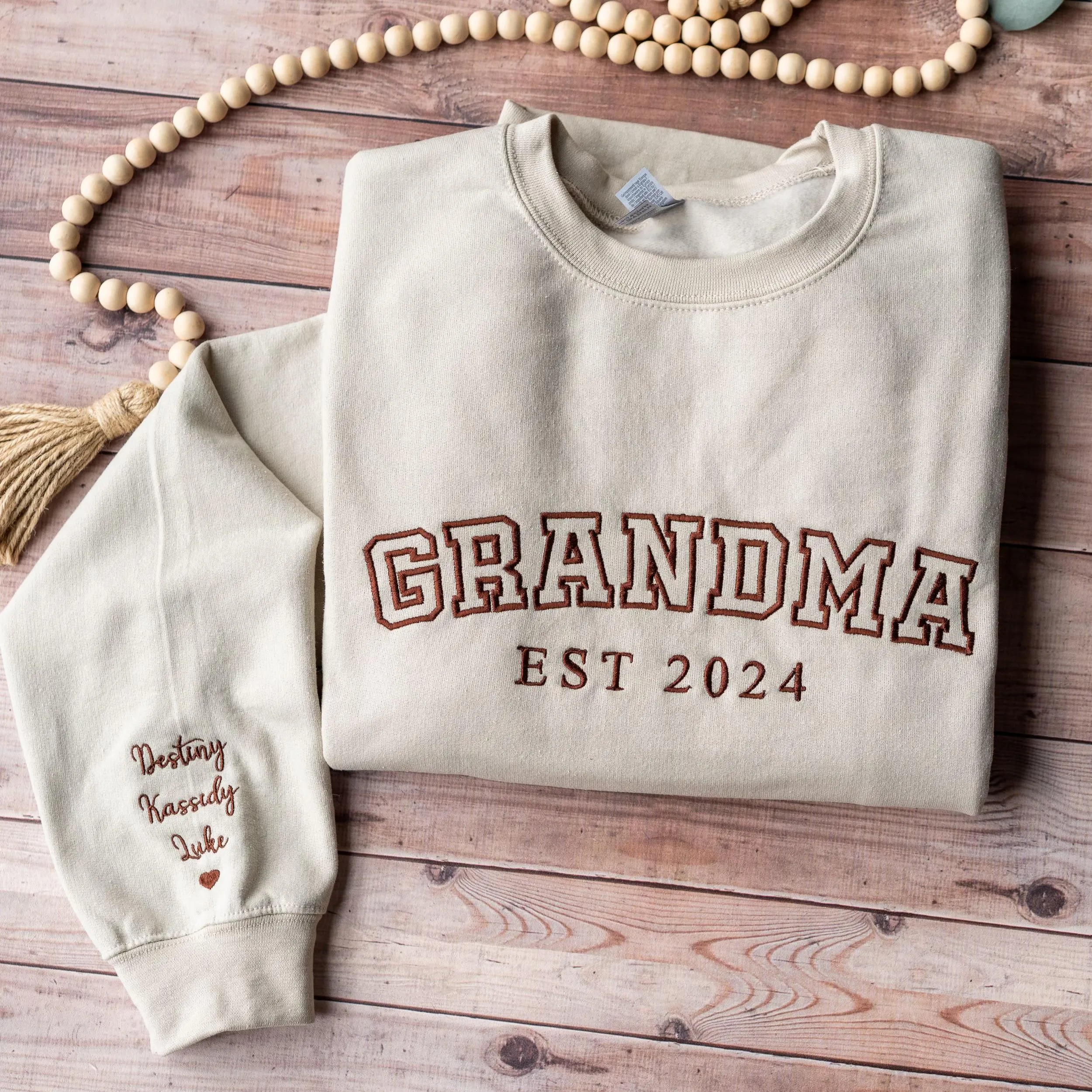 Custom Sleeve Names Crewneck for Mother's Day