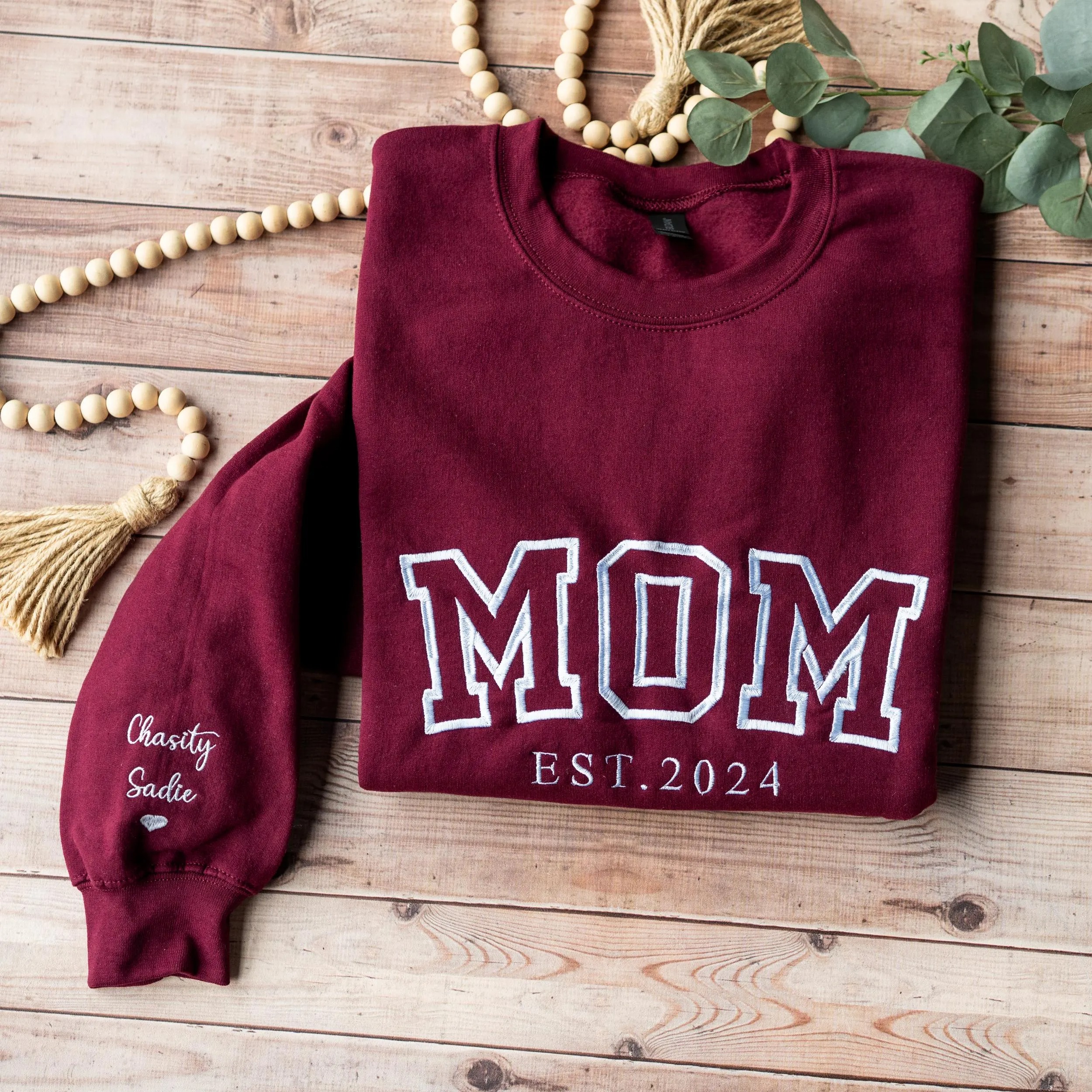 Custom Sleeve Names Crewneck for Mother's Day