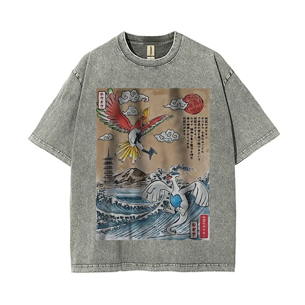 Ukiyoe Lugia vs Ho-oh Pokemon Anime Vintage Tee | Pokemon