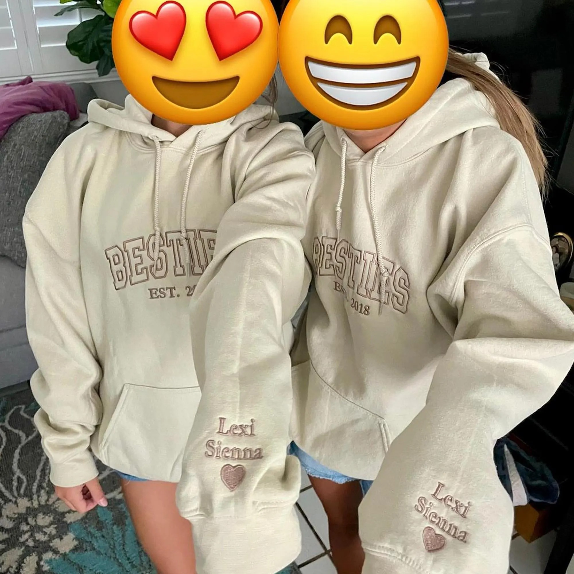 Custom Besties Embroidered Hoodie