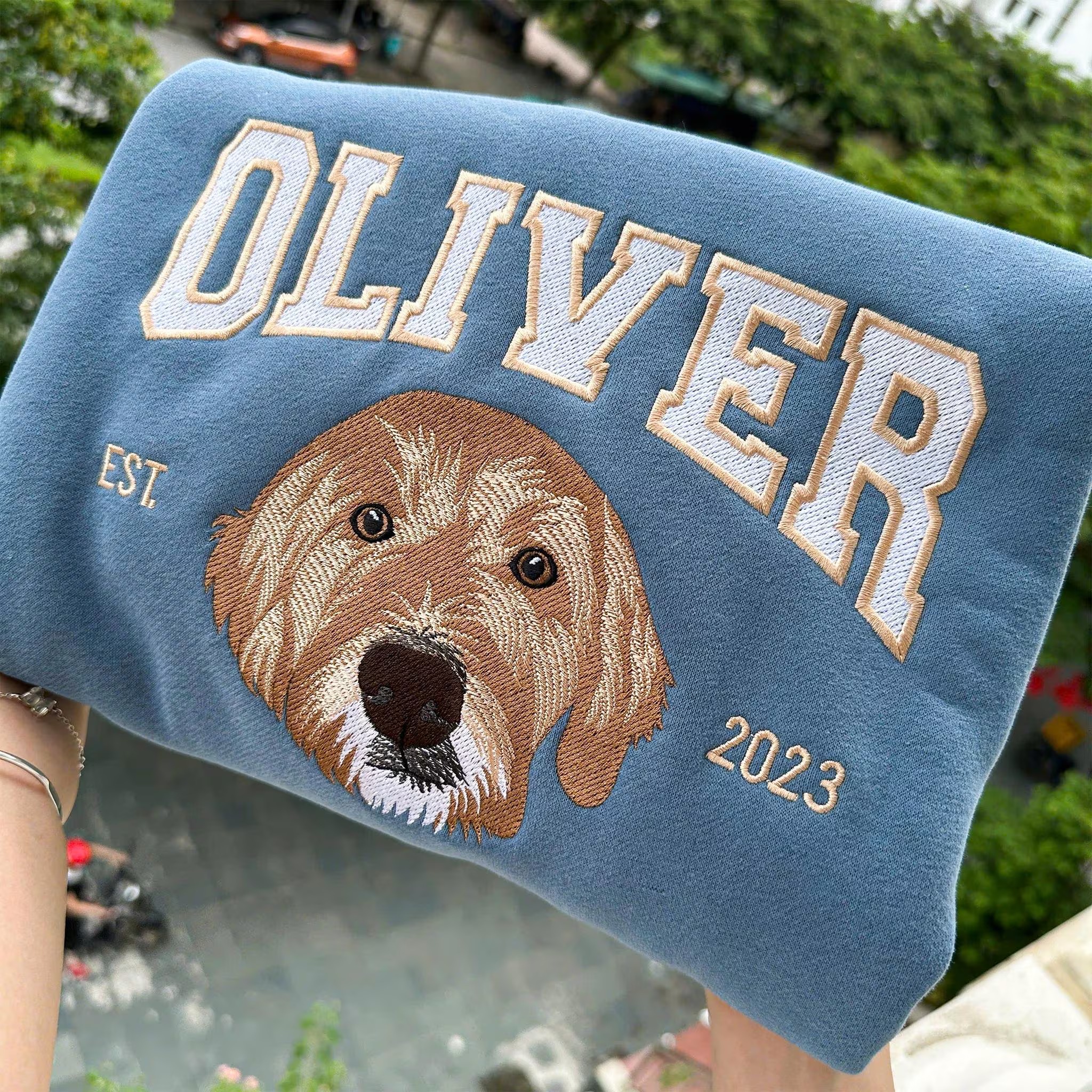 Custom Pet Portrait Embroidered Sweatshirt