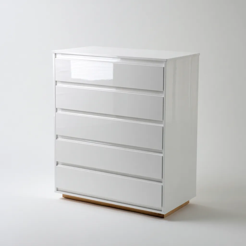 Commode MDF finition brillante 80x40x90 cm - Blanc - Design moderne pour chambre-Rasaostudio