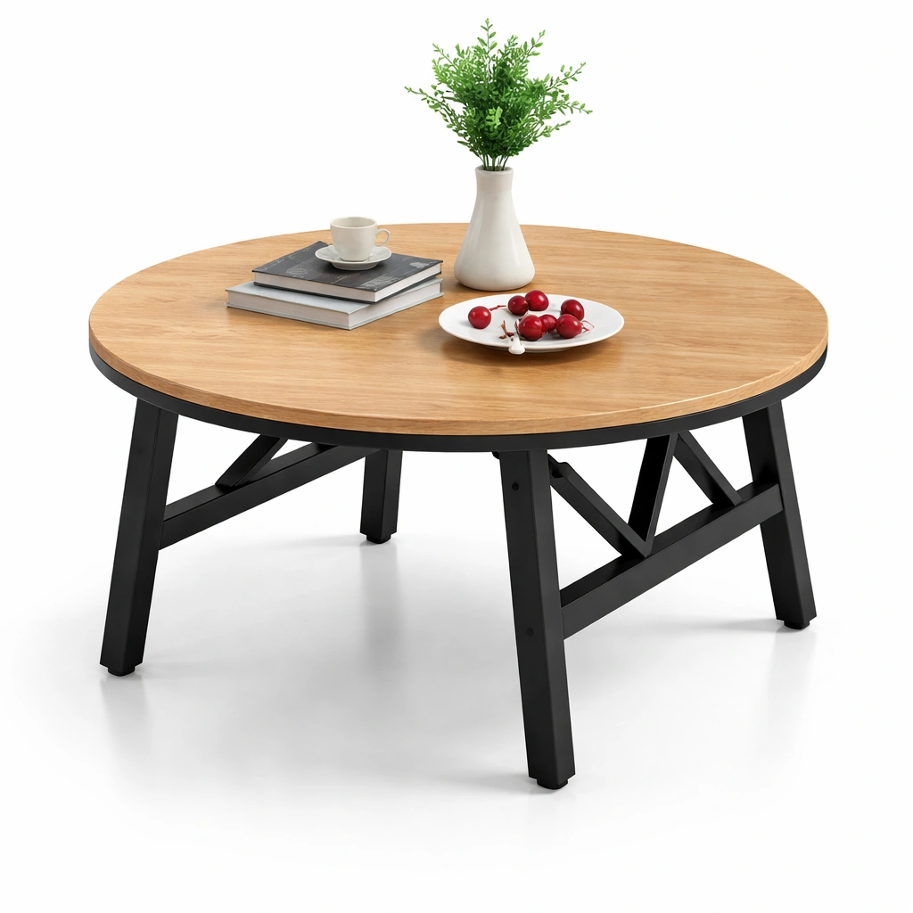 Couchtisch rund mit Metallgestell-Zorinae