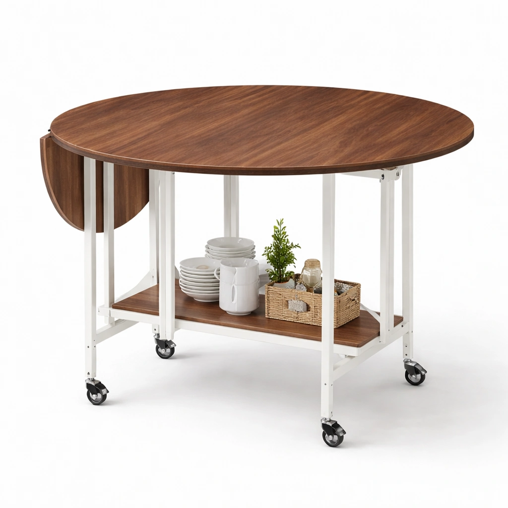 Klapptisch mit Rollen und Ablage-Zorinae