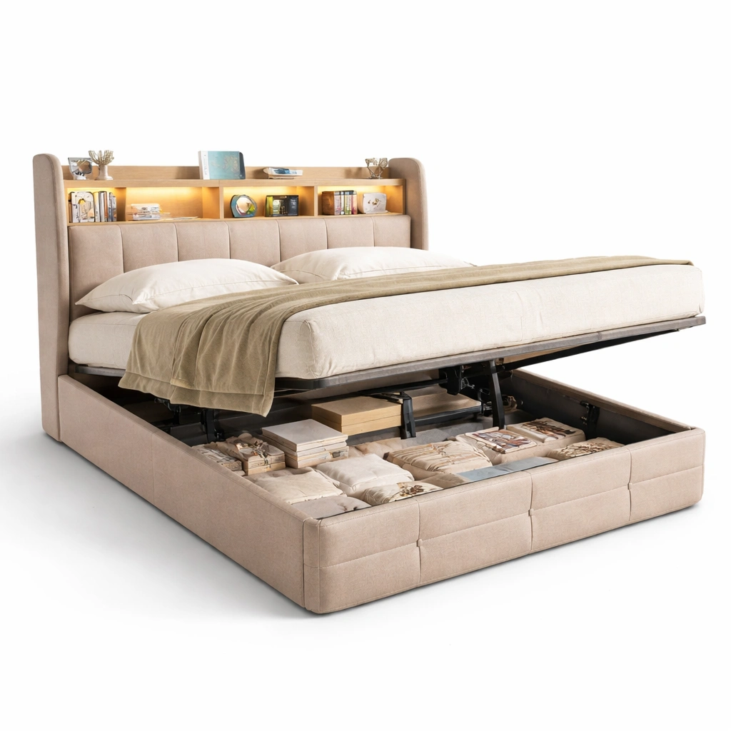 Bett mit Stauraum und Hebemechanismus-Yelviro