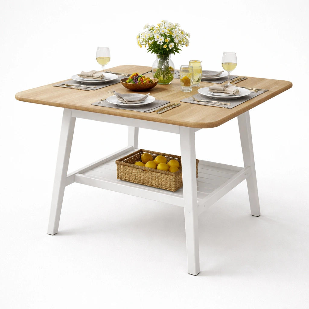 Esstisch mit rechteckiger Platte und Ablage-Yelviro