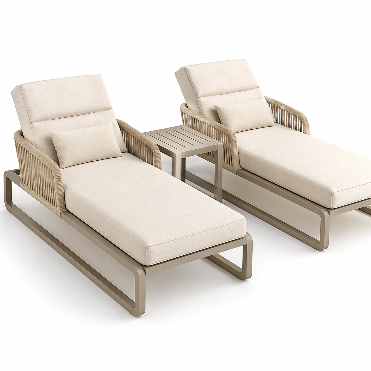 Doppelte Relaxliegen mit Tisch-Yelviro