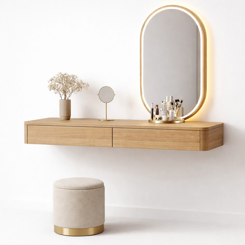 Schminktisch mit Wandmontage und Spiegel-Yelviro