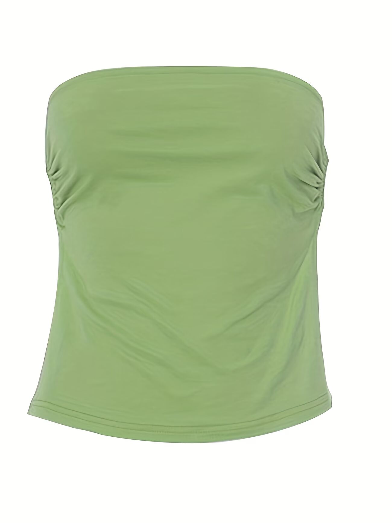 Vibrant Green Strapless Drawstring Crop Top