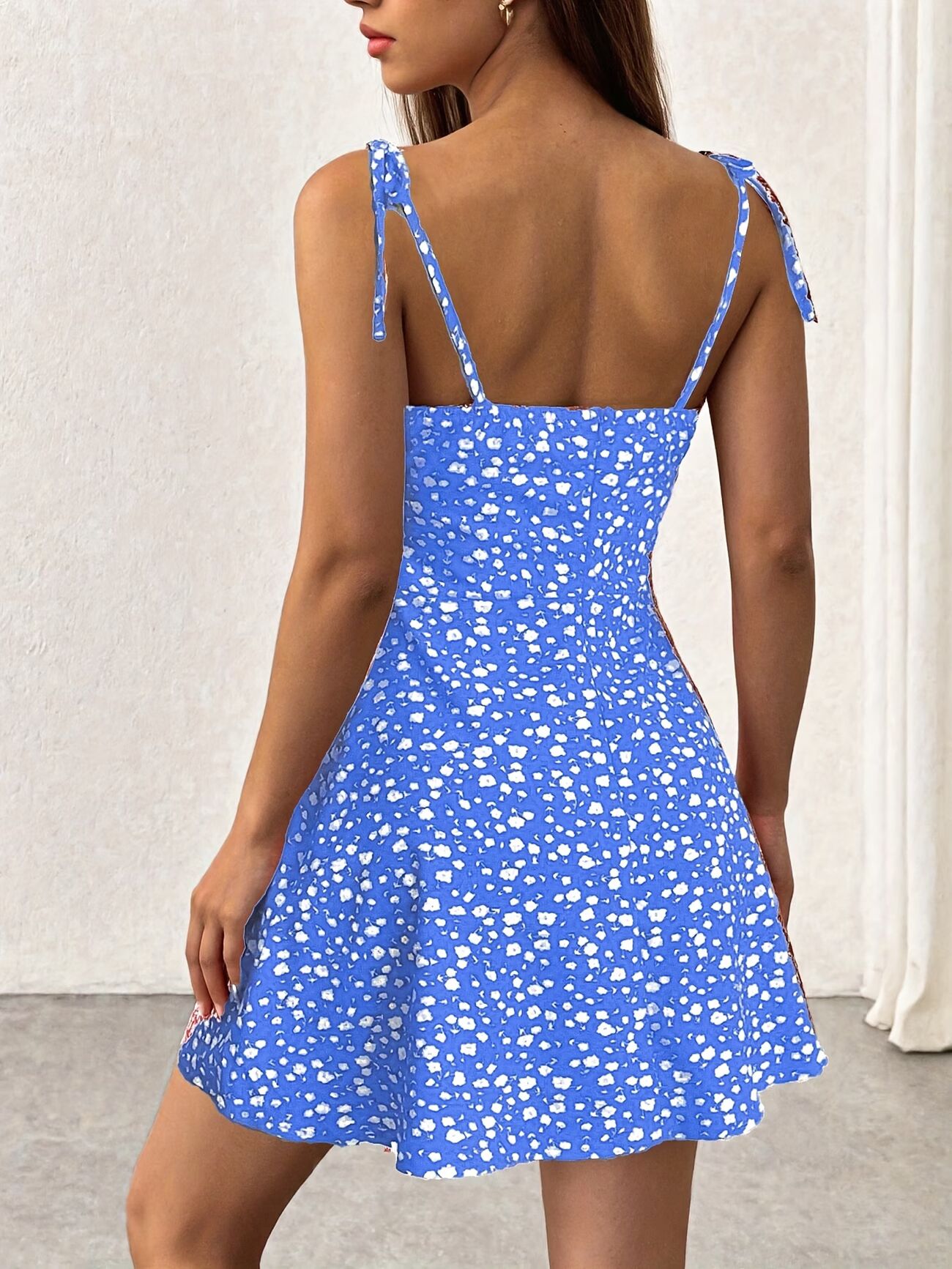 Floral Print Stretch Waist Camisole Dress