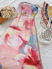 Boho Printed Backless Tie-Up Skirt Set