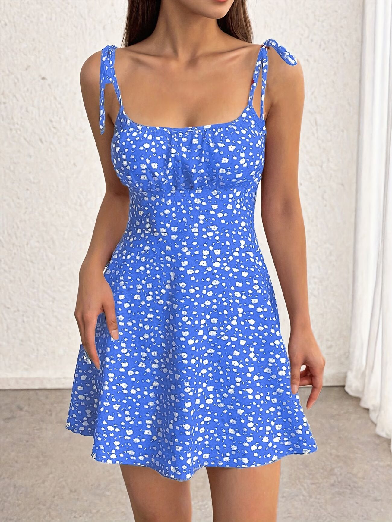 Floral Print Stretch Waist Camisole Dress