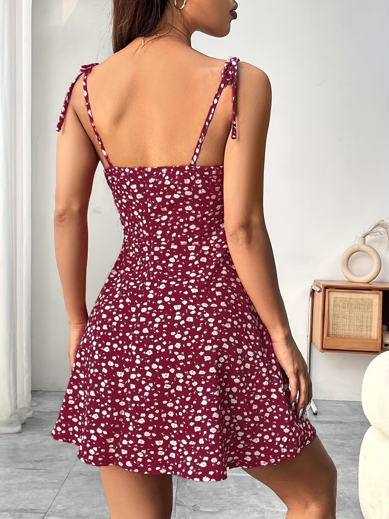 Floral Print Stretch Waist Camisole Dress