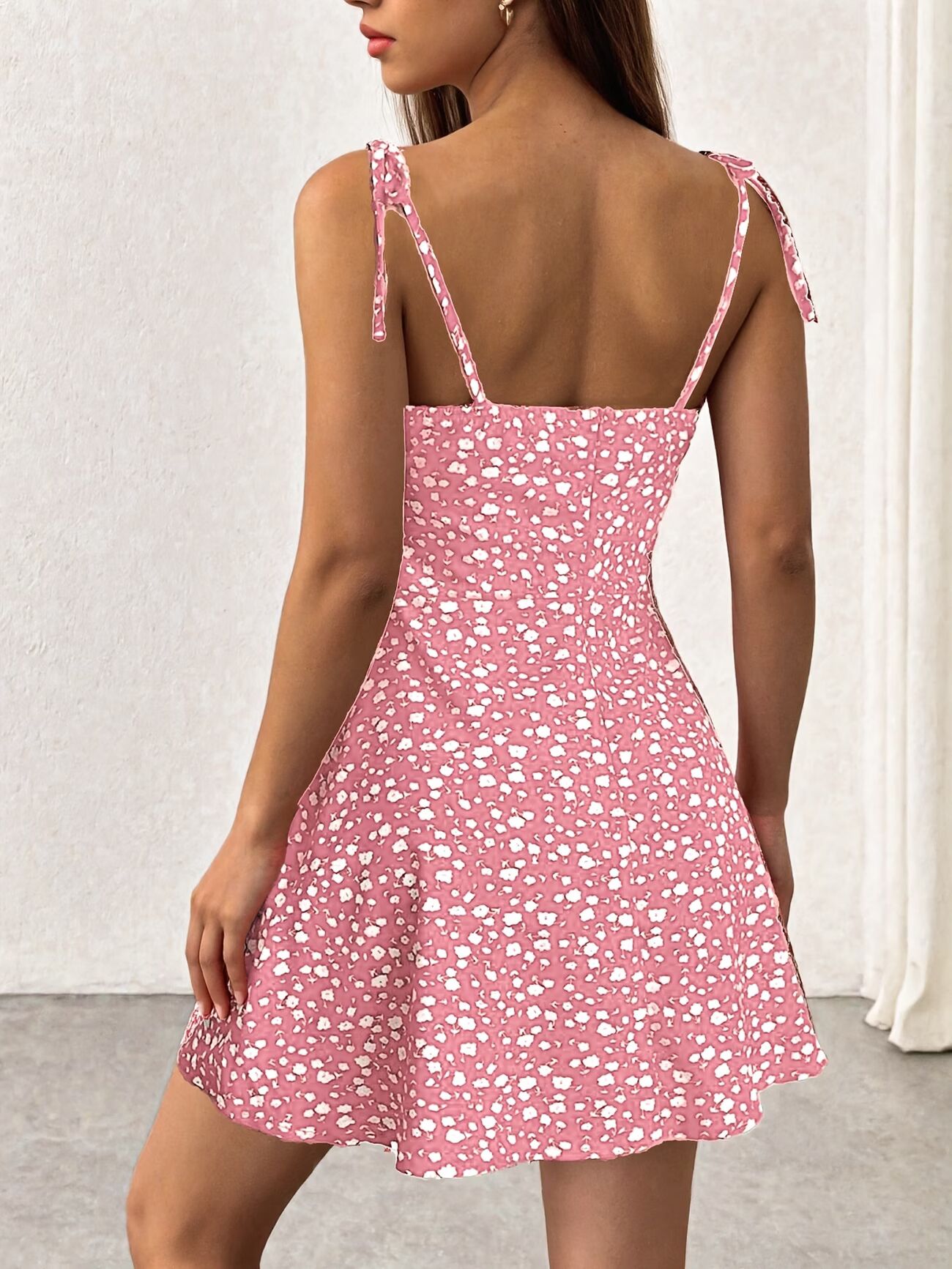 Floral Print Stretch Waist Camisole Dress