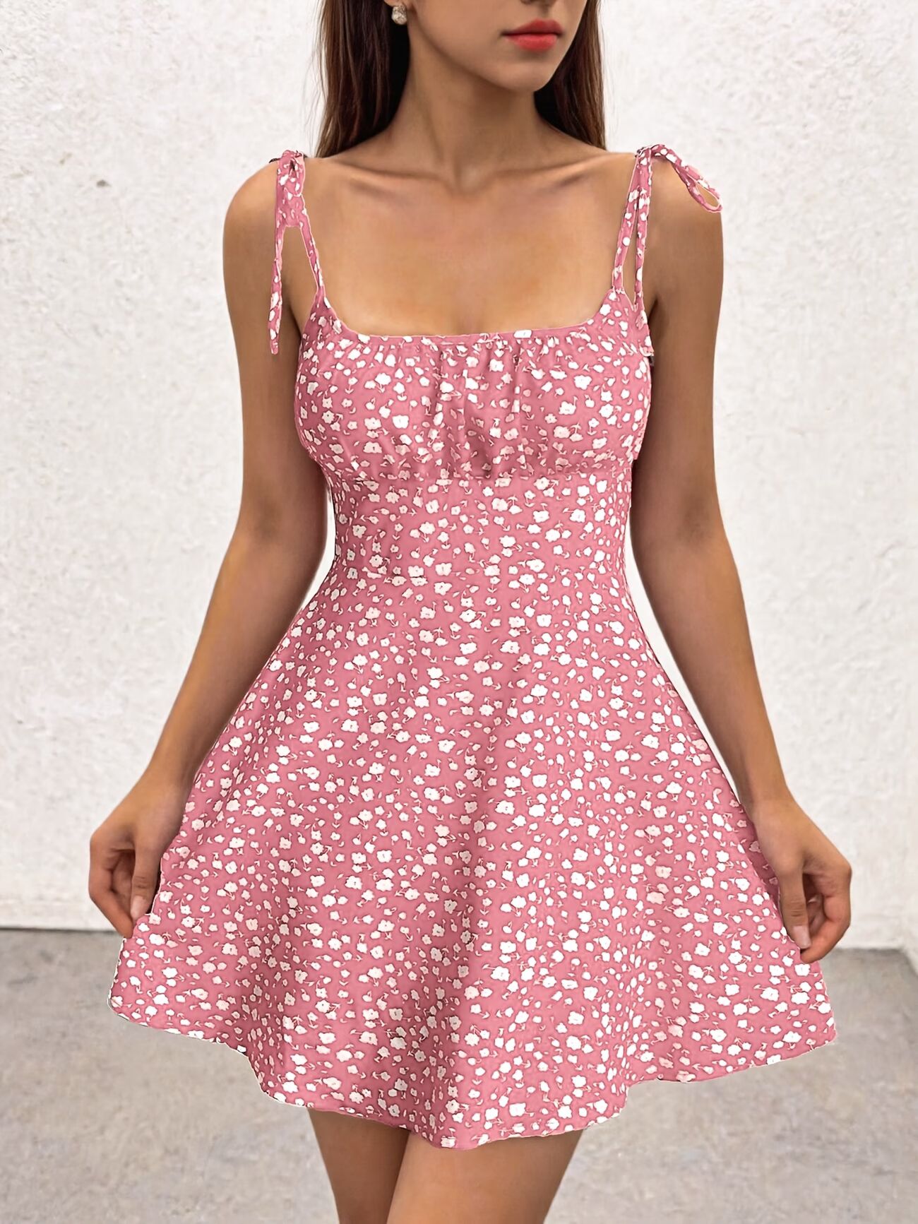 Floral Print Stretch Waist Camisole Dress