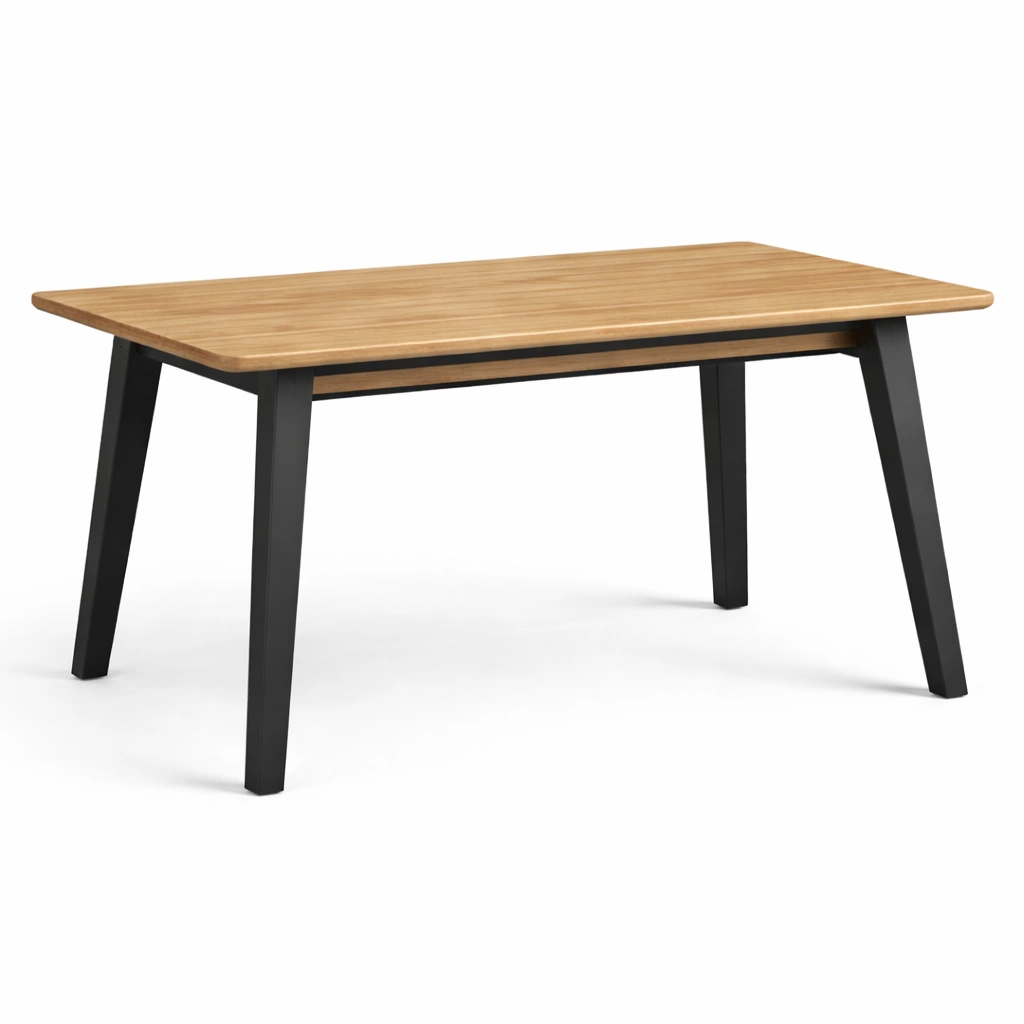 Tavolo da pranzo rettangolare in legno e metallo marrone nero 150x90x75 cm-R Oomdira