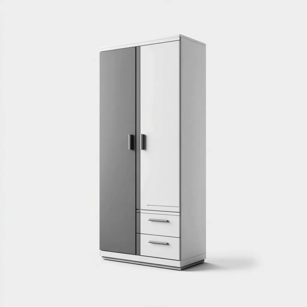 Armoire 2 portes MDF 80x50x180 cm - gris-blanc - design moderne-Dadorjanest