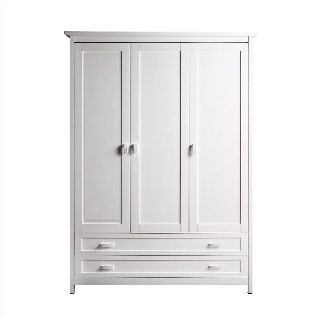 Armoire 3 portes bois 150x60x200 cm - blanc - style classique-Dadorjanest