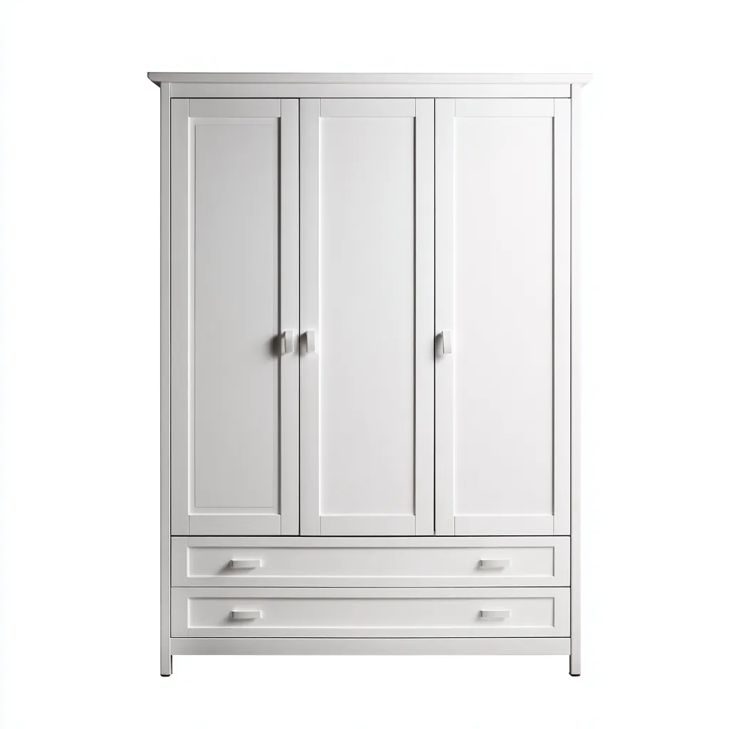Armoire 3 portes bois 150x60x200 cm - blanc - style classique-Dadorjanest