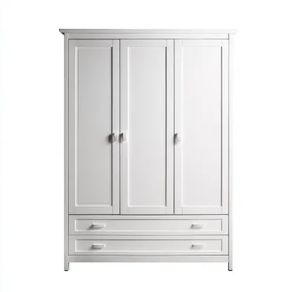 Armoire 3 portes bois 150x60x200 cm - blanc - style classique-Dadorjanest